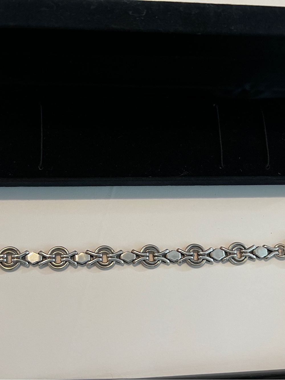 Heavy Vintage 950 Silver with Solid 18k links Bracelet with Box - Picture 5 of 10